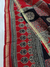 Indiehaat | Chanderi Silk Ajrakh Print Saree Red