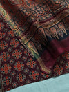 Indiehaat | Chanderi Silk Ajrakh Print Saree Red
