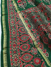 Indiehaat | Chanderi Silk Ajrakh Print Saree Green