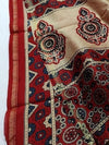 Indiehaat | Chanderi Silk Ajrakh Print Saree Brown