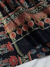 Indiehaat | Chanderi Silk Ajrakh Print Saree Black