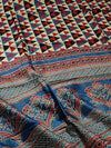 Indiehaat | Chanderi Silk Ajrakh Print Saree Beige