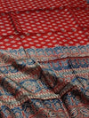 Indiehaat | Chanderi Silk Ajrakh Print Saree Red