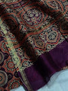 Indiehaat | Chanderi Silk Ajrakh Print Saree Red
