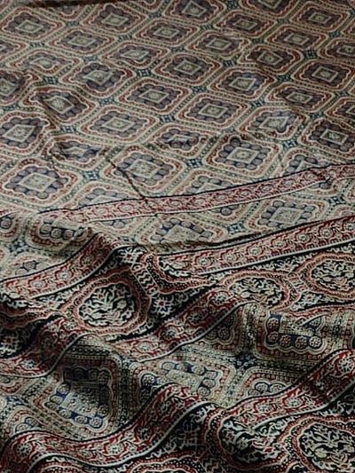 Indiehaat | Chanderi Silk Ajrakh Print Saree Multicolor