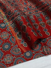 Indiehaat | Chanderi Silk Ajrakh Print Saree Red