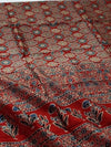 Indiehaat | Chanderi Silk Ajrakh Print Saree Red