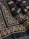 Indiehaat | Chanderi Silk Ajrakh Print Saree Black