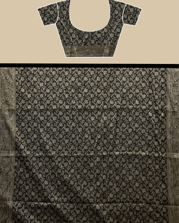 Indiehaat | Banarasi Georgette Silk Saree Black