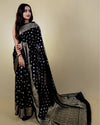 Indiehaat | Banarasi Georgette Silk Saree Black