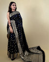 Indiehaat | Banarasi Georgette Silk Saree Black