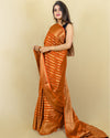 Indiehaat | Banarasi Georgette Silk Saree Orange