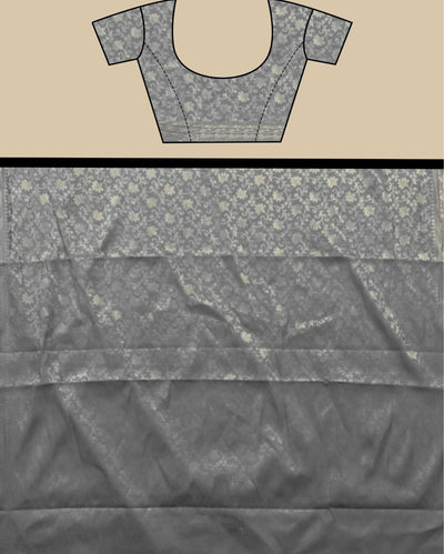 Indiehaat | Banarasi Georgette Silk Saree Gray