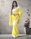Indiehaat | Banarasi Georgette Silk Saree Yellow
