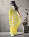 Indiehaat | Banarasi Georgette Silk Saree Yellow
