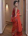 Indiehaat | Banarasi Georgette Silk Saree Orange