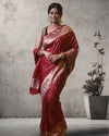 Indiehaat | Banarasi Masharoo Silk Saree Red