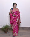 Indiehaat | Banarasi Masharoo Silk Saree Pink