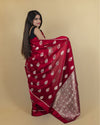 Indiehaat | Banarasi Brocade Organza Silk Saree Red