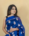 Indiehaat | Banarasi Brocade Organza Silk Saree Violet