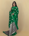 Indiehaat | Banarasi Brocade Organza Silk Saree Green