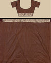 Indiehaat | Banarasi Brocade Organza Silk Saree Brown