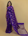 Indiehaat | Banarasi Brocade Organza Silk Saree Purple