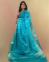 Indiehaat | Banarasi Brocade Organza Silk Saree Blue