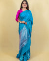 Indiehaat | Banarasi Brocade Raw Mango Silk Saree Blue