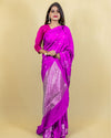 Indiehaat | Banarasi Brocade Raw Mango Silk Saree Purple