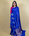 Indiehaat | Banarasi Brocade Raw Mango Silk Saree Violet