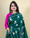 Indiehaat | Banarasi Brocade Raw Mango Silk Saree Green