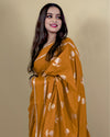 Indiehaat | Banarasi Brocade Raw Mango Silk Saree Orange