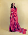 Indiehaat | Banarasi Brocade Raw Mango Silk Saree Red