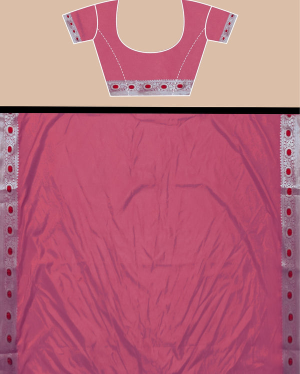 Indiehaat | Banarasi Brocade Raw Mango Silk Saree Red