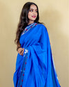 Indiehaat | Banarasi Brocade Raw Mango Silk Saree Blue