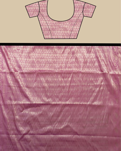 Indiehaat | Zari Banarasi Tissue Semi Silk Saree Pink