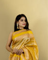 Indiehaat | Zari Banarasi Tissue Semi Silk Saree Yellow