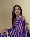 Indiehaat | Zari Banarasi Tissue Semi Silk Saree Violet