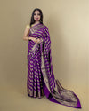 Indiehaat | Zari Banarasi Tissue Semi Silk Saree Purple