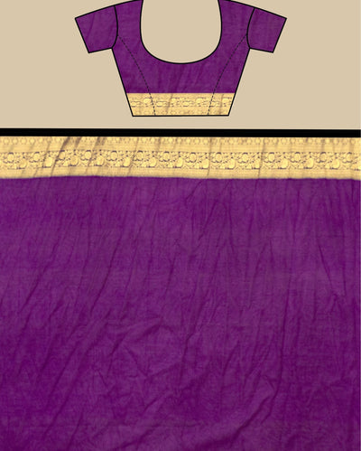 Indiehaat | Zari Banarasi Tissue Semi Silk Saree Purple