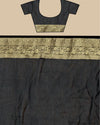 Indiehaat | Zari Banarasi Tissue Semi Silk Saree Black