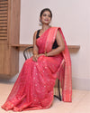 Indiehaat | Zari Banarasi Tissue Semi Silk Saree Pink