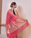 Indiehaat | Zari Banarasi Tissue Semi Silk Saree Pink