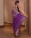 Indiehaat | Zari Banarasi Tissue Semi Silk Saree Purple