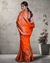 Indiehaat | Zari Banarasi Tissue Semi Silk Saree Orange