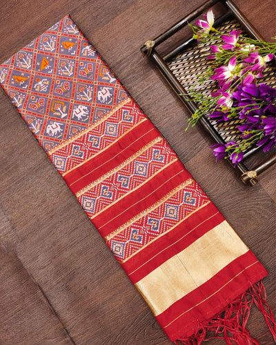 Indiehaat | Banarasi Lichi Silk Patola Dupatta Blue