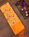 Indiehaat | Banarasi Lichi Silk Brocade Dupatta Yellow