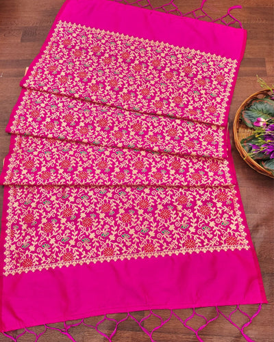 Indiehaat | Banarasi Lichi Silk Brocade Dupatta Pink