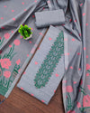 Indiehaat | Banarasi Cotton Thread Work Suit Gray